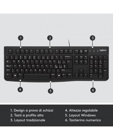 Logitech k120 Tastiera pc layout italiano con cavo - nuova
