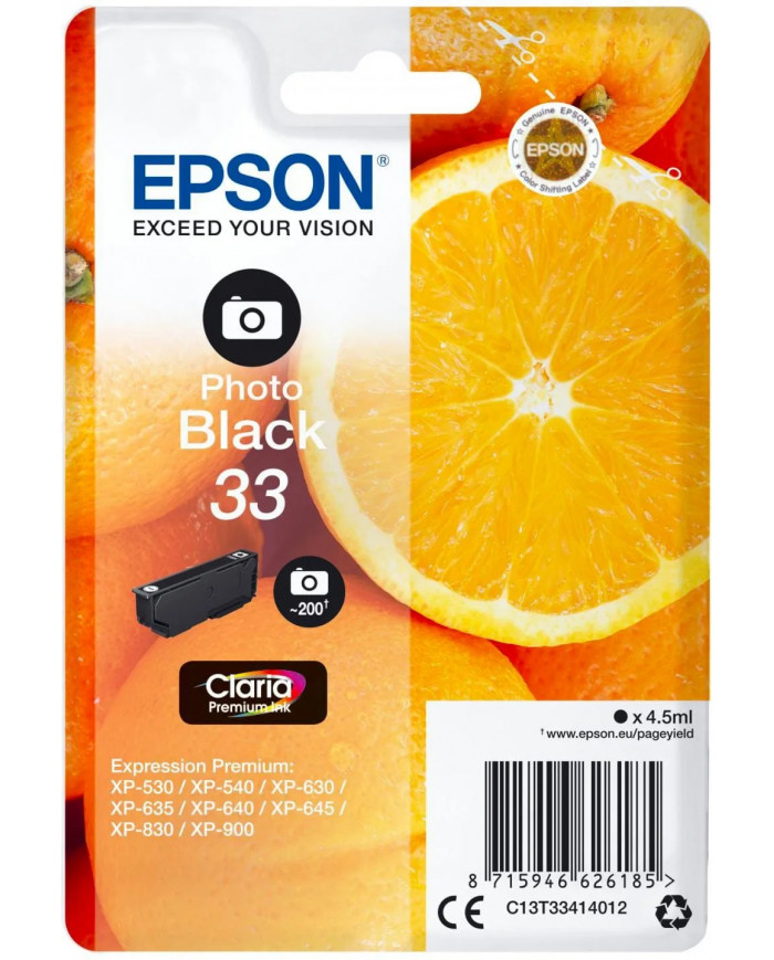 Cartuccia Originale Epson T3341 c13t33414022 nero photo