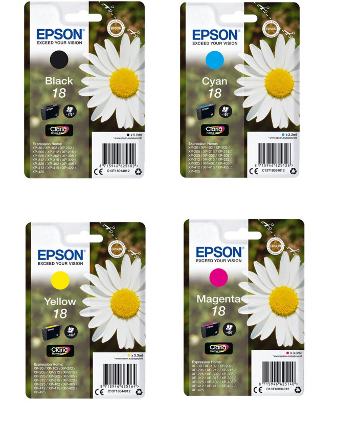 Kit Cartucce originale epson T1801 T1802 T1803 T1804 nero ciano magenta giallo XP30 XP322 XP405