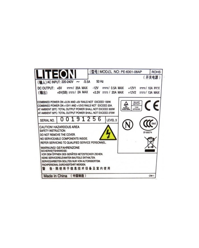 Alimentatore originale ATX Liteon PE-6301-08AP 300 watt
